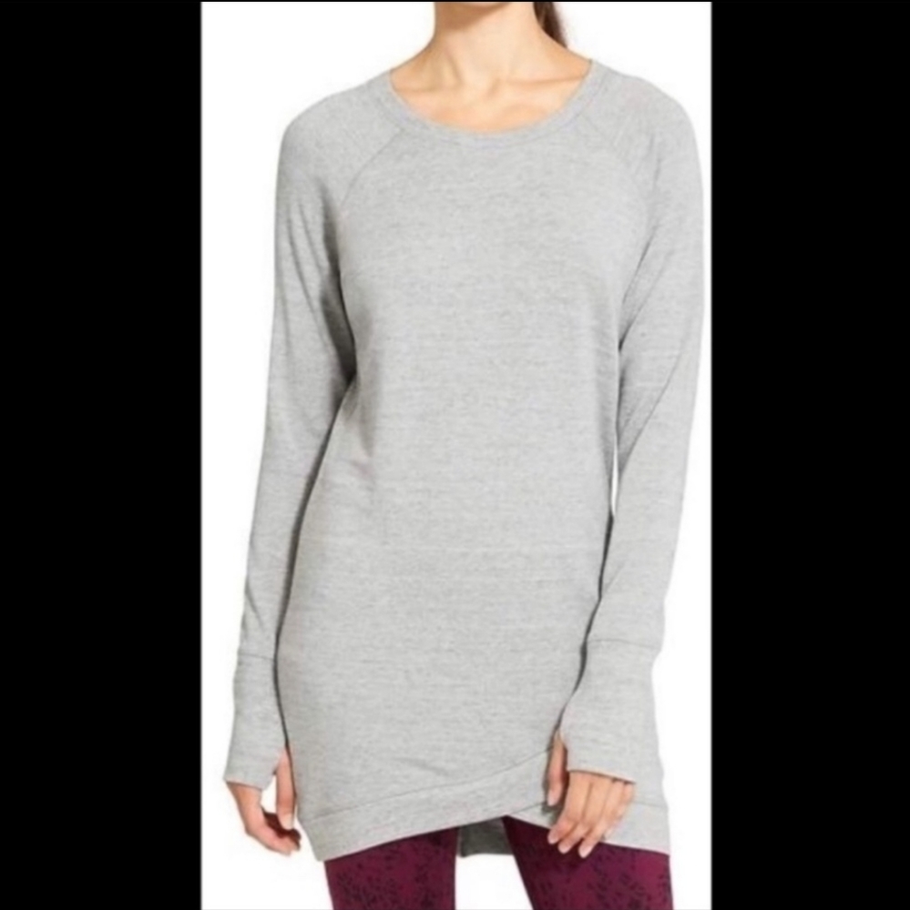 Athleta Light Gray Crewneck Tunic Sweater